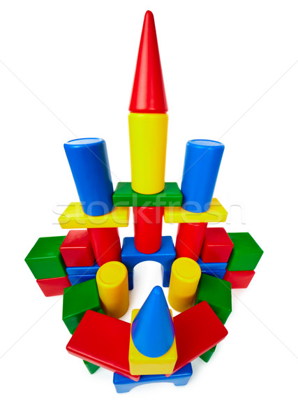 Toy castle made ​​of multicolored plastic blocks Stock photo © pzaxe