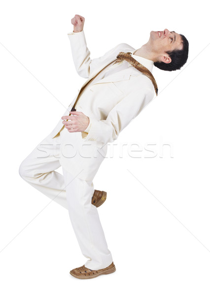 Hombre luz traje equilibrio soplar blanco Foto stock © pzaxe