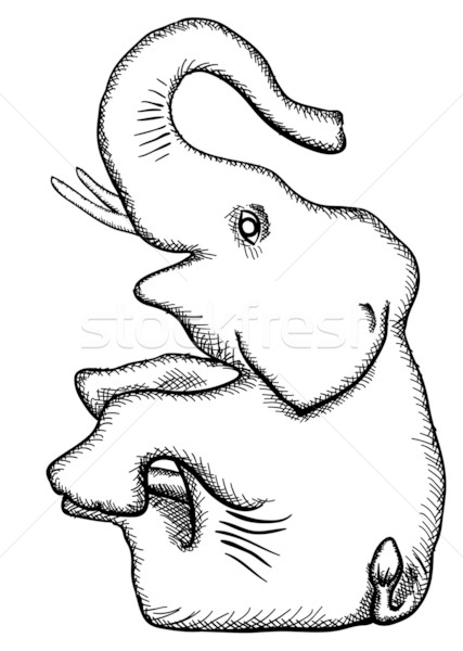 Vektor egyszerűsített monokróm rajz elefánt stilizált Stock fotó © pzaxe