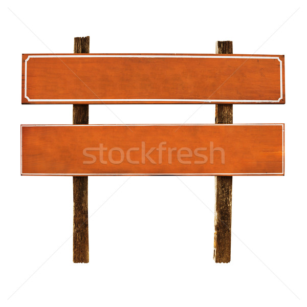 Old wooden plaque to tourists, isolated on white Stock photo © pzaxe