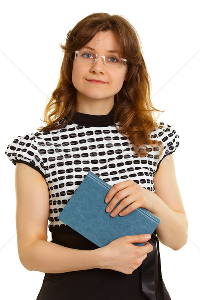 Mujer adulto estudiante libro blanco retrato Foto stock © pzaxe