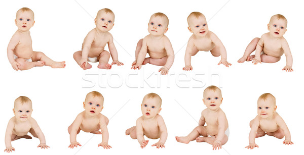 Set of kids in diapers isolated on white background Stock photo © pzaxe