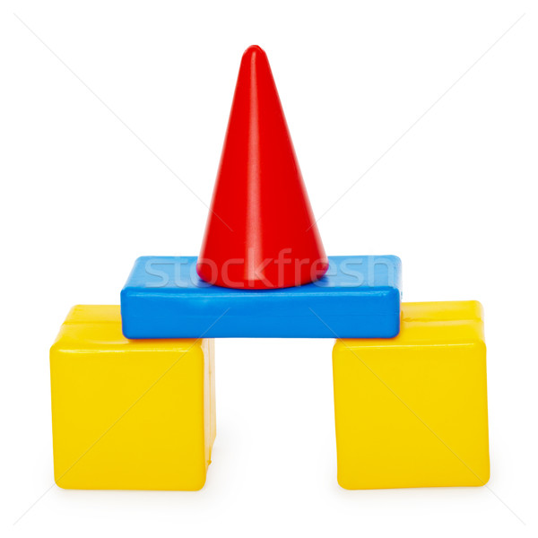 Primitive figure of children color cubes isolated on white Stock photo © pzaxe