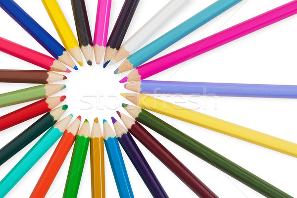Set of colored pencils on white background Stock photo © pzaxe