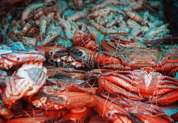Stock photo: Crabs and shrimp in east market