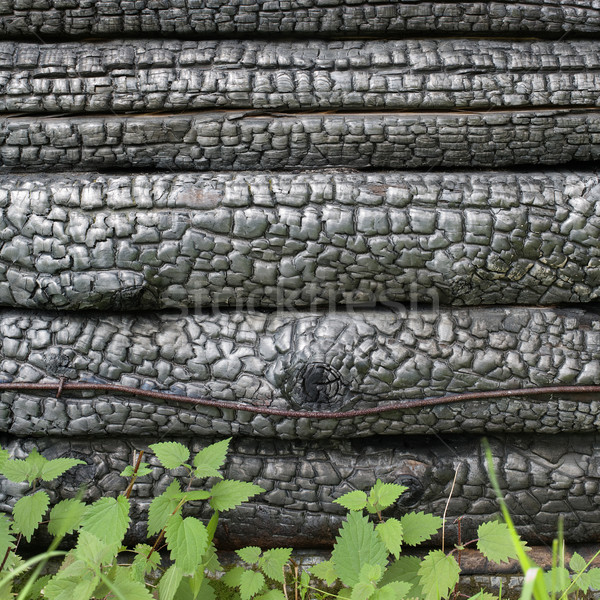 Zwarte muur oppervlak gebarsten hout textuur Stockfoto © pzaxe