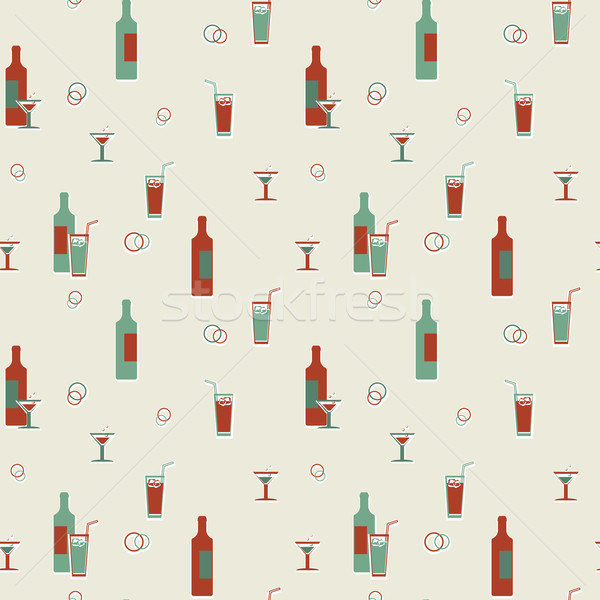Foto stock: Bebidas · vector · sin · costura · vintage · patrón · resumen