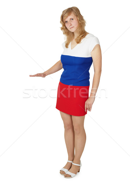 Foto stock: Mulher · medir · crianças · altura · branco · mulher · jovem