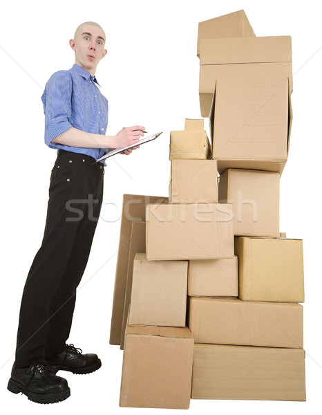 Man karton dozen witte achtergrond Stockfoto © pzaxe