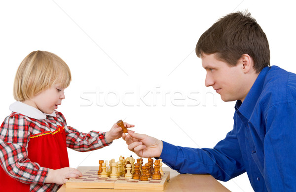 Adam vermek çocuk kız satranç kırmızı Stok fotoğraf © pzaxe