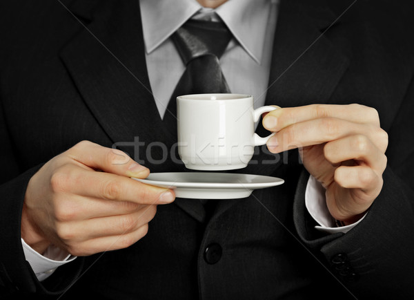 Pause in the work - cup of strong black coffee Stock photo © pzaxe