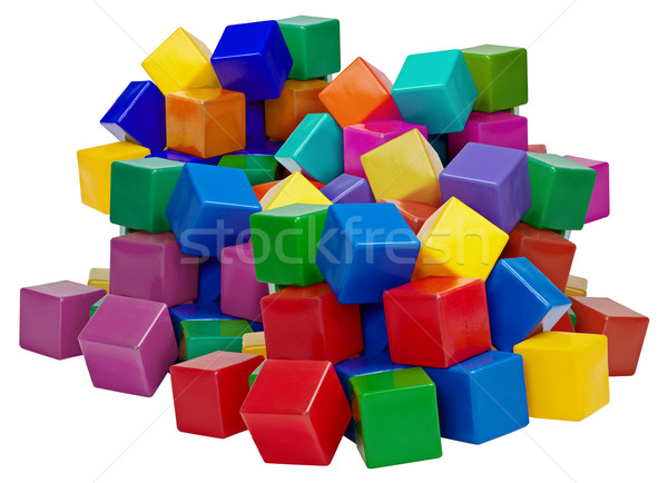 Big pile of plastic blocks isolated on white Stock photo © pzaxe