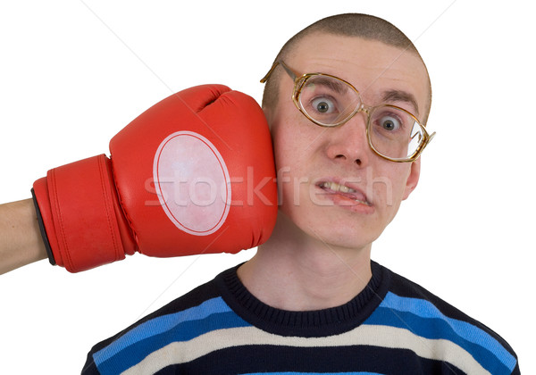 Stock photo: The man in spectacles taking punch 