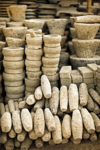 Stone products on open market. Burma, Mandalay Stock photo © pzaxe