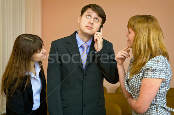 Man speaks by a mobile phone Stock photo © pzaxe