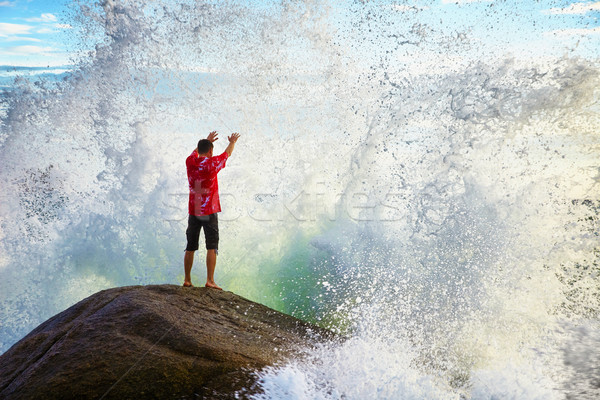Man prays sea elements Stock photo © pzaxe