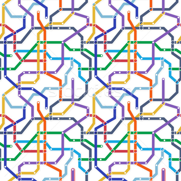 Stock photo: Color metro railway transport scheme on white background. Abstra