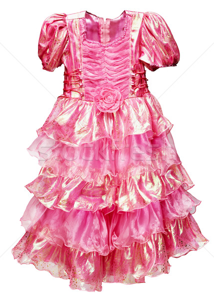 Mooie roze jurk meisje geïsoleerd witte Stockfoto © pzaxe