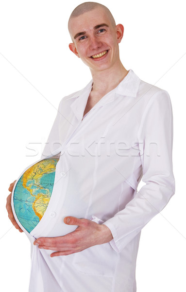 Man and terrestrial globe Stock photo © pzaxe