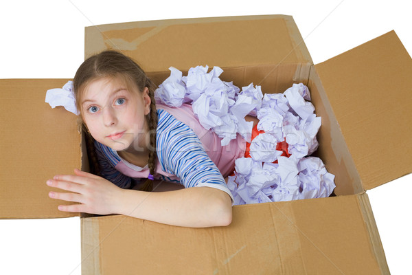 Girl in cardboard box Stock photo © pzaxe