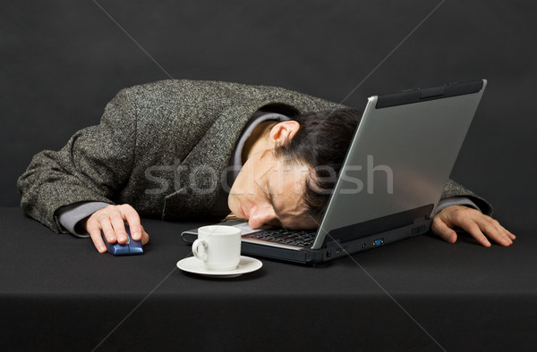 Guy worked at night in Internet has fallen asleep Stock photo © pzaxe