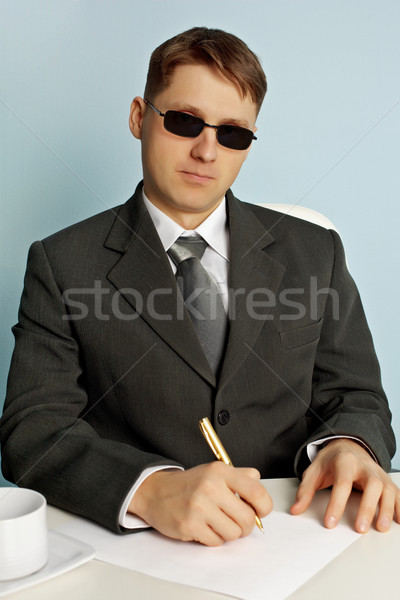 Official from Intelligence service in the black glasses Stock photo © pzaxe