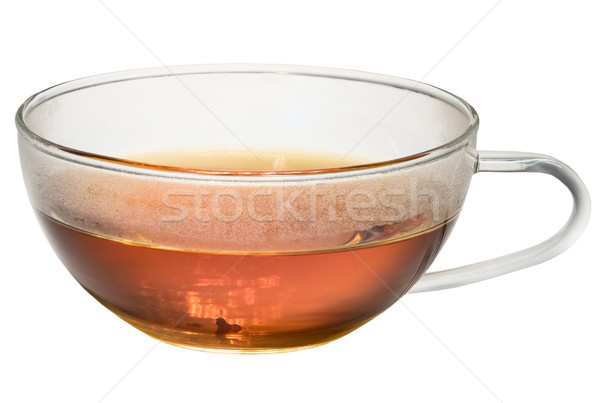 Transparent glass cup with tea on white background Stock photo © pzaxe