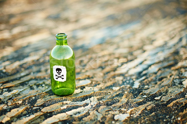 Grünen Glas Flasche Gift Boden Sommer Stock foto © pzaxe