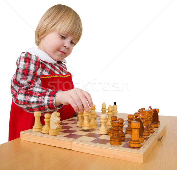 Little girl and chess Stock photo © pzaxe
