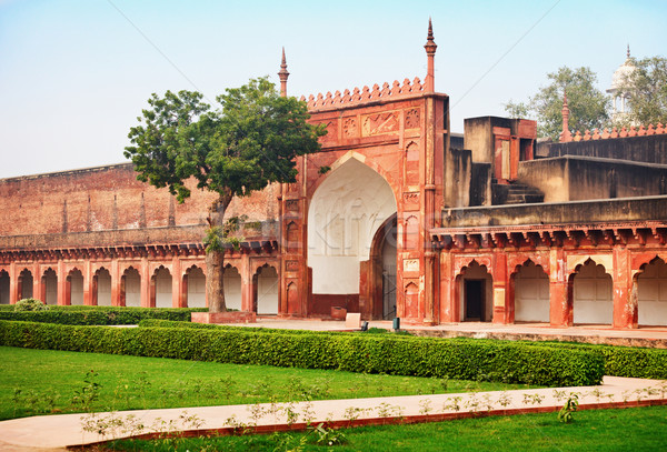 Gate of the old Indian Red Fort Stock photo © pzaxe