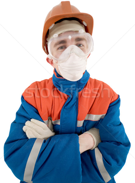 Laborer on the helmet and respirator Stock photo © pzaxe
