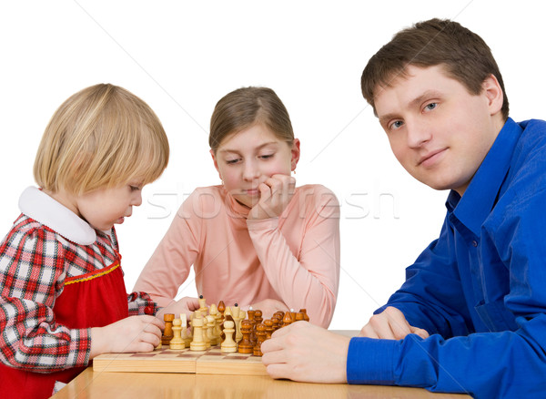 Man and childs play to chess Stock photo © pzaxe