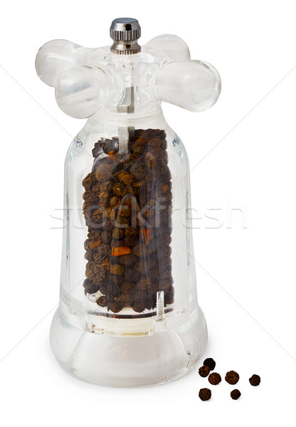 Foto stock: Transparente · molinillo · de · pimienta · blanco · alimentos · casa · metal