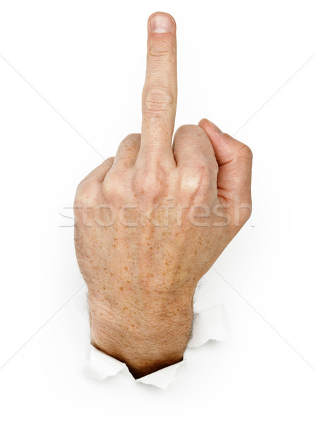 Hand gebaar gat papier achtergrond foto Stockfoto © pzaxe