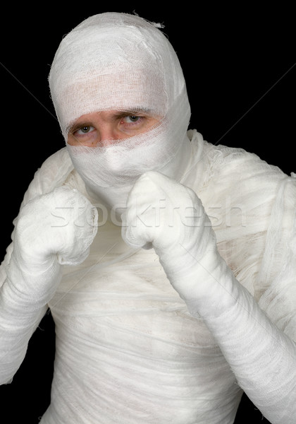 Człowiek bandaż czarny funny biały studio Zdjęcia stock © pzaxe