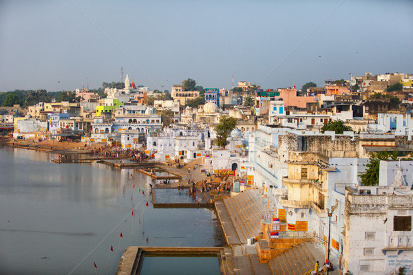 Panorama of the city and sacred lake. India, Pushkar Stock photo © pzaxe