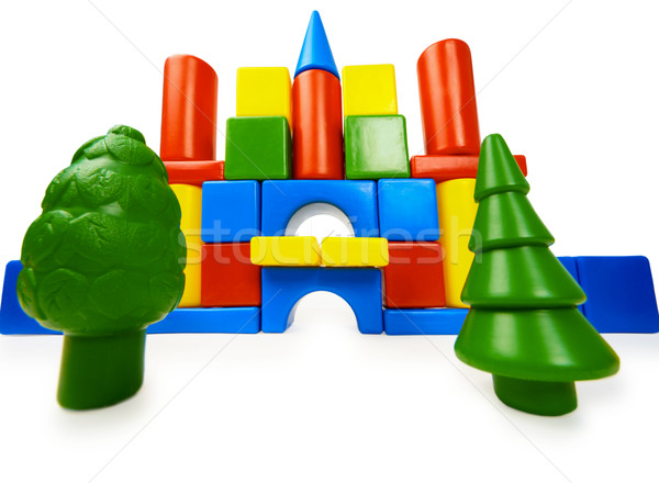 Toy colored castle and plastic trees Stock photo © pzaxe