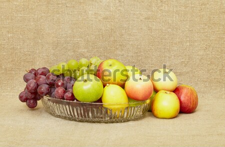 Klassischen Obst Glas Rotwein Leinwand Essen Stock foto © pzaxe