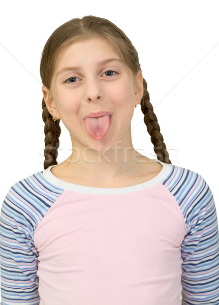 商业照片: 女孩 ·出·一· 舌头 ·白· 孩子