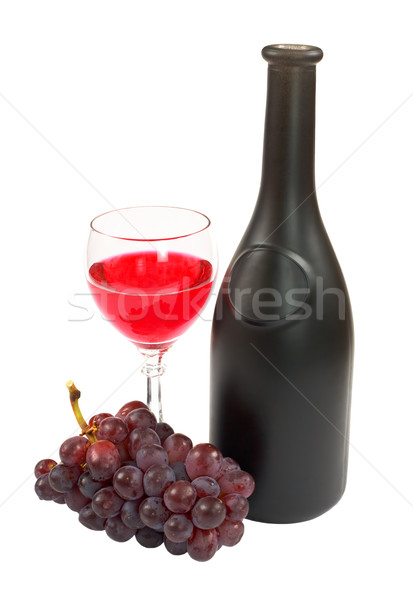 Bottle, glass and grapes Stock photo © pzaxe