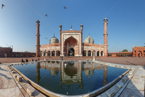 Indio mojón mezquita Delhi panorama cielo Foto stock © pzaxe