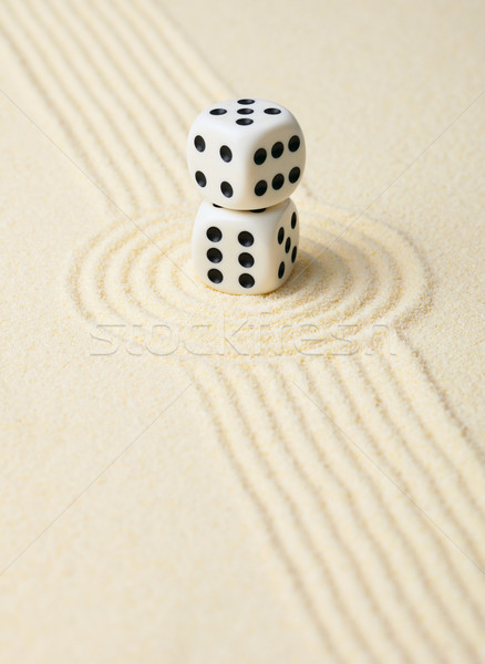Dices on sand in rock garden Stock photo © pzaxe