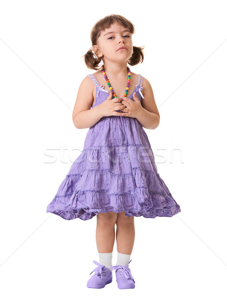 Little dissatisfied girl on a white background Stock photo © pzaxe