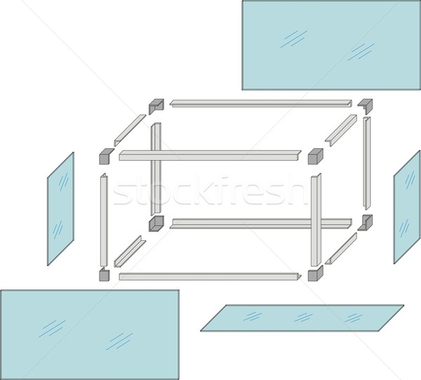 Desen metal acvariu construcţie proiect albastru Imagine de stoc © pzaxe
