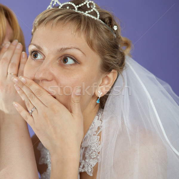 Bride emotionally listens to latest news Stock photo © pzaxe