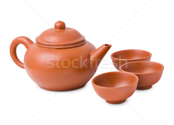 Ceramiczne starożytnych orientalny czajniczek trzy Zdjęcia stock © pzaxe