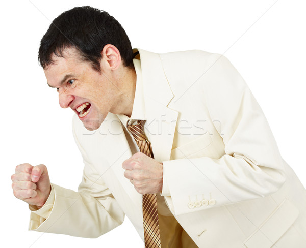 Savage businessman emotionally clenched fists Stock photo © pzaxe