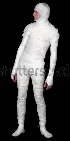 Adam bandaj siyah adam komik beyaz Stok fotoğraf © pzaxe