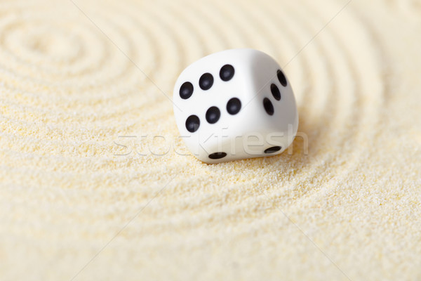 Abstract composition in sand with white dice - Zen Garden Stock photo © pzaxe