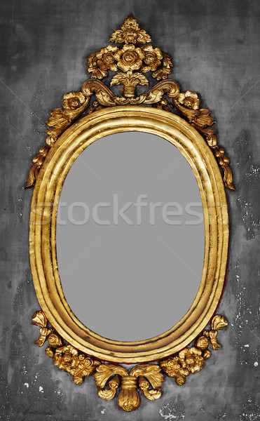 Rahmen Spiegel konkrete Wand oval grau Stock foto © pzaxe